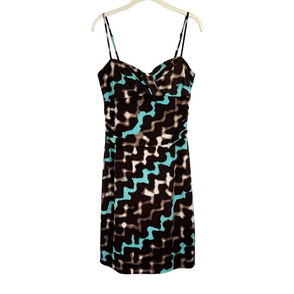 BISOU BISOU 90s Y2K Brown Blue Cheetah Print Dress Size 10 Funky Retro Vintage - Picture 2 of 10